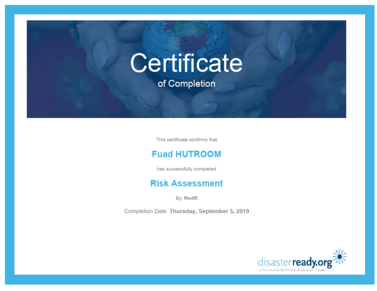 Certificate - Risk Assessment | PDF