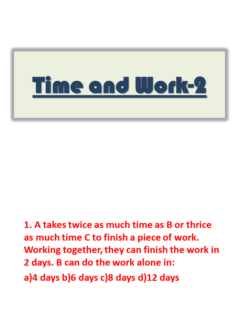 Time and Work - 2 | PDF