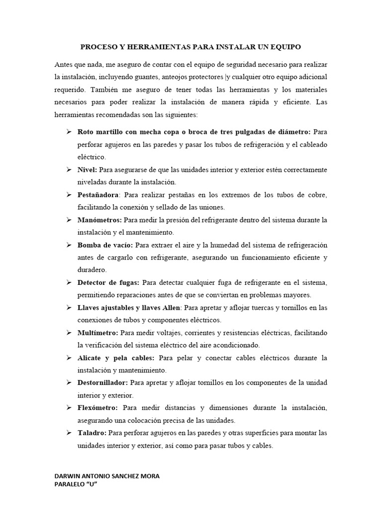 Herramientas y Proceso para Instalacion de Un Equipo | PDF | Tornillo ...