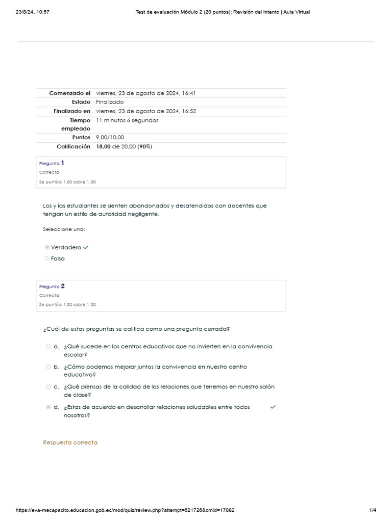 Test de Evaluación Módulo 2 (20 Puntos) - Revisión Del Intento - Aula ...