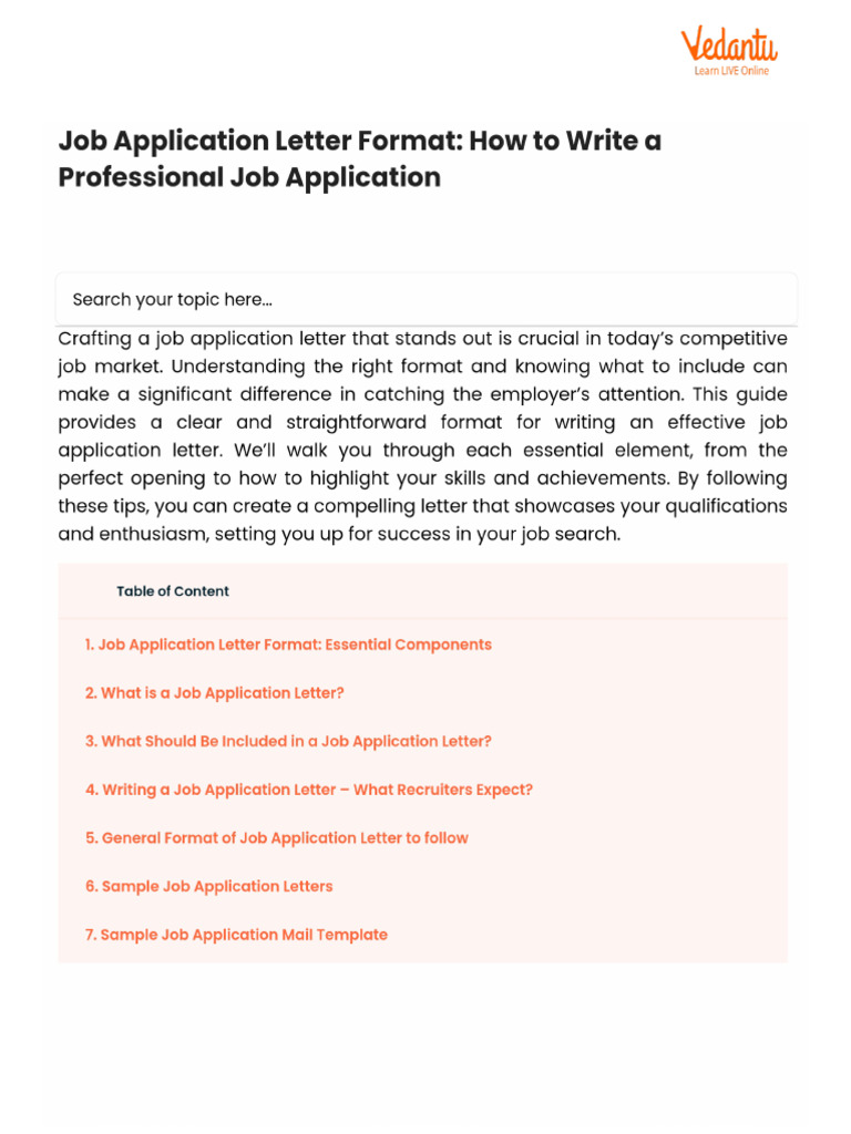Job Application Letter Format - How To Write A Professional Job ...
