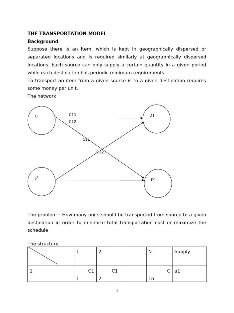 Transportation Model Optimization Guide | PDF | Mathematical ...