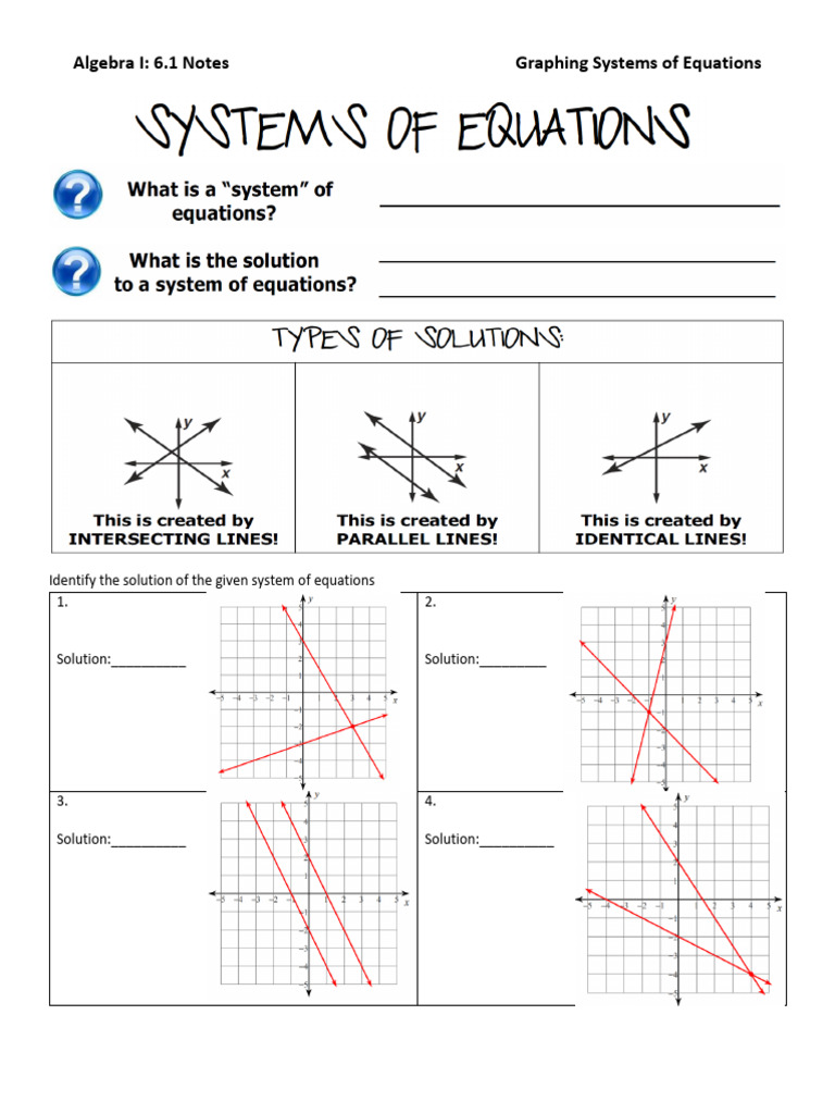Graphing Systems of Equations Notes | PDF