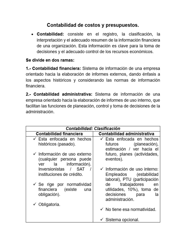 Contabilidad de Costos y Presupuestos | PDF | Contabilidad de costos ...