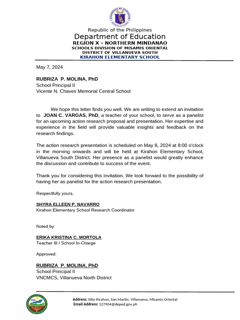 Invitation to Action Research Panelists | PDF