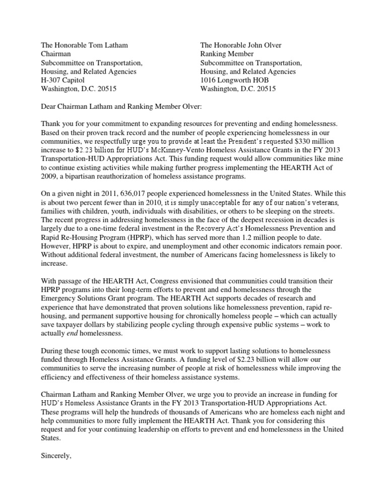 File House Moore FY13 McKinney Sign On Letter | PDF | Homelessness ...