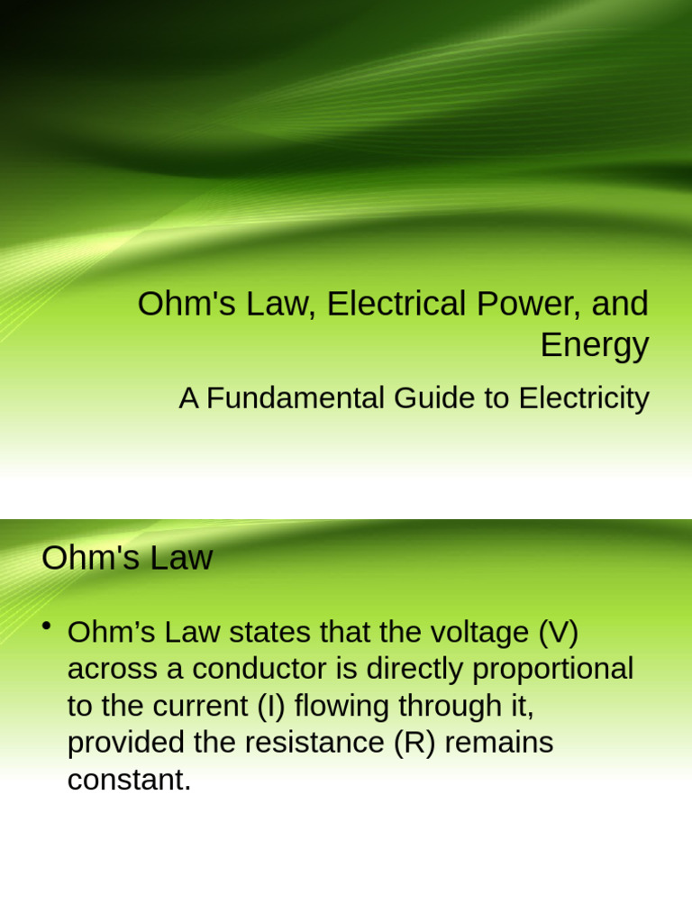 Ohms Law Power Energy | PDF | Electric Power | Resistor