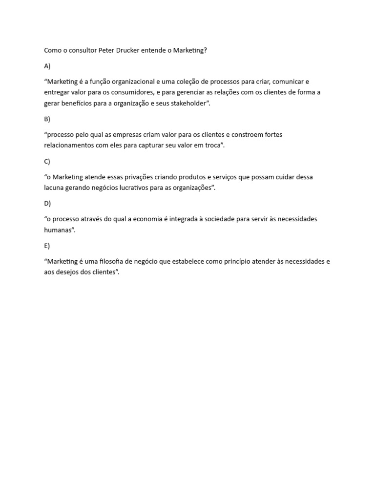 Como o Consultor Peter Drucker Entende o Marketing | PDF