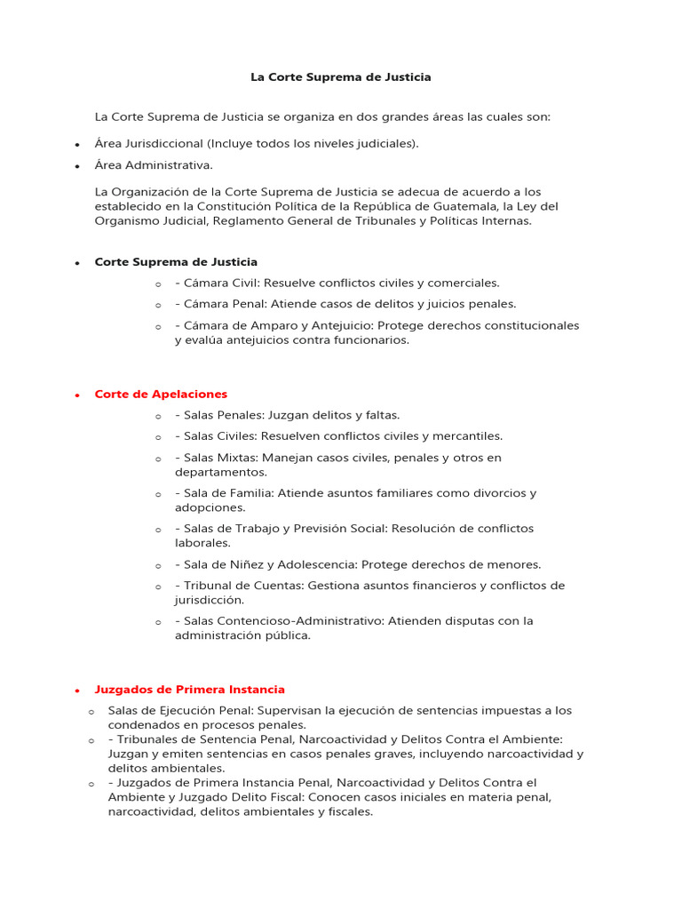 Estructura de la Corte Suprema de Justicia | PDF | Judicaturas | Gobierno