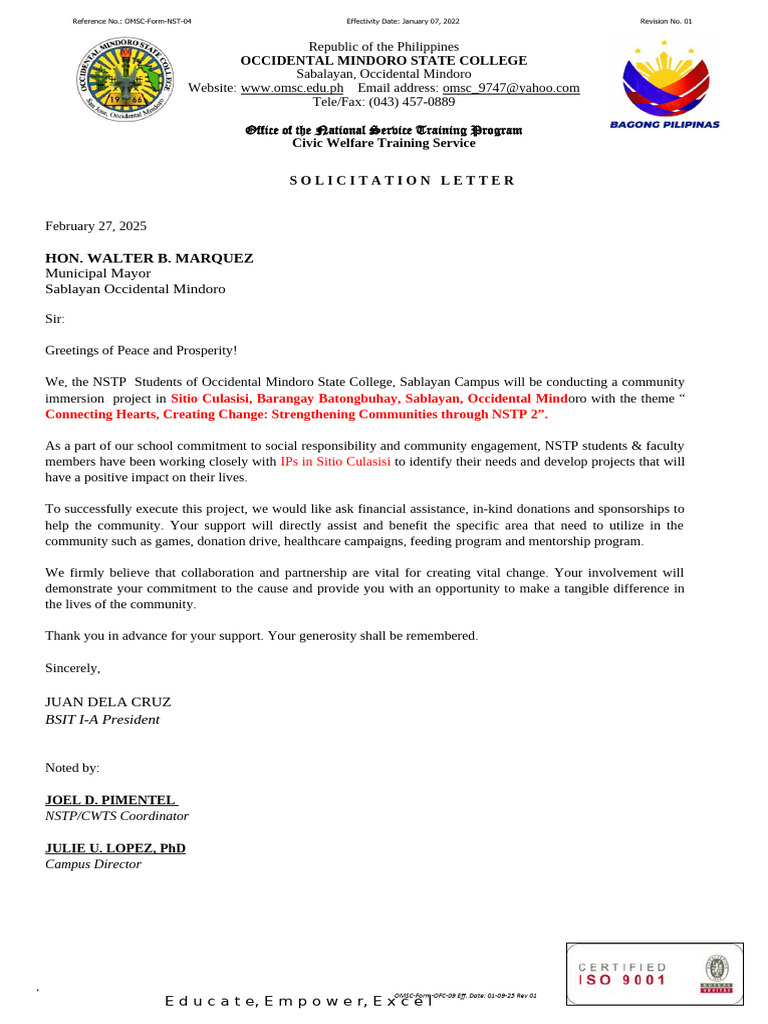 Solicitation Letter | PDF