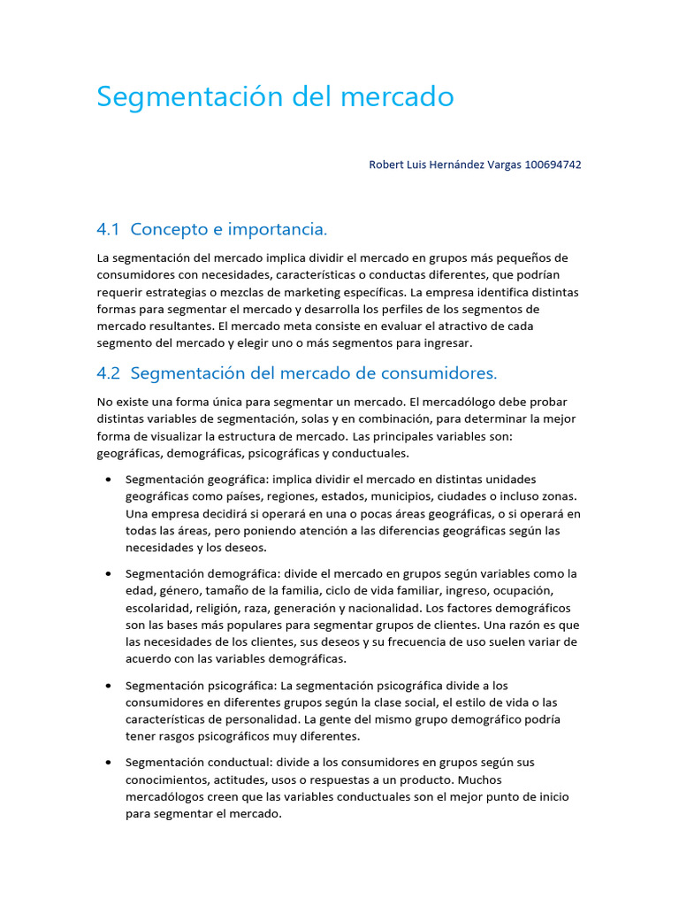 Segmentación del Mercado Meta | PDF | Marketing | Segmentación de mercado