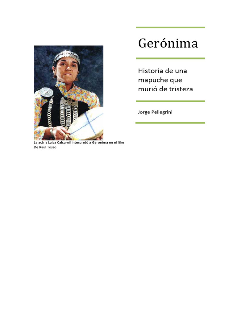Tristeza y aculturación de Gerónima Mapuche | PDF