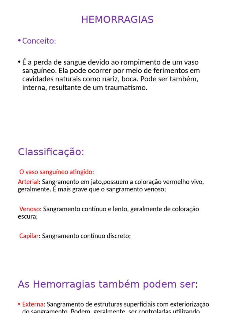 Hemorragias: Tipos, Sintomas e Cuidados | PDF | Sangramento ...