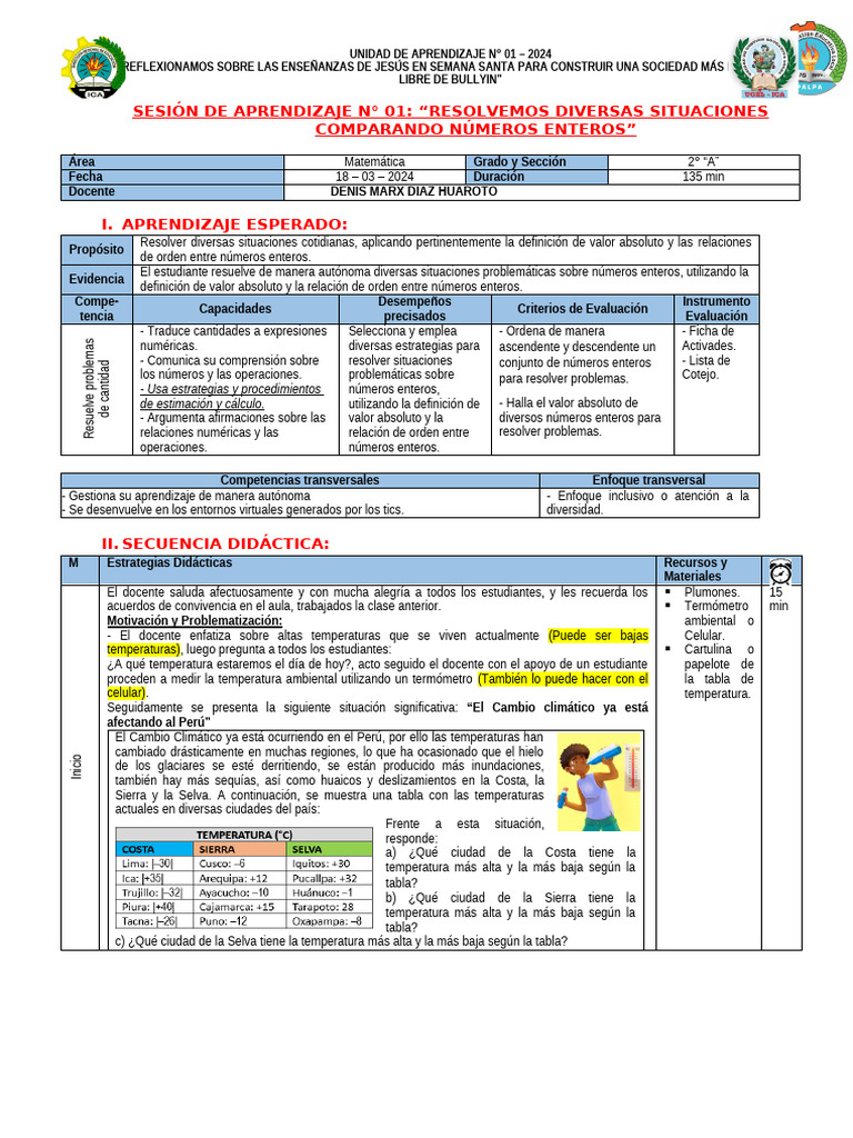 2°-Sesion 1-Ua1 - 2024 | PDF | Aprendizaje