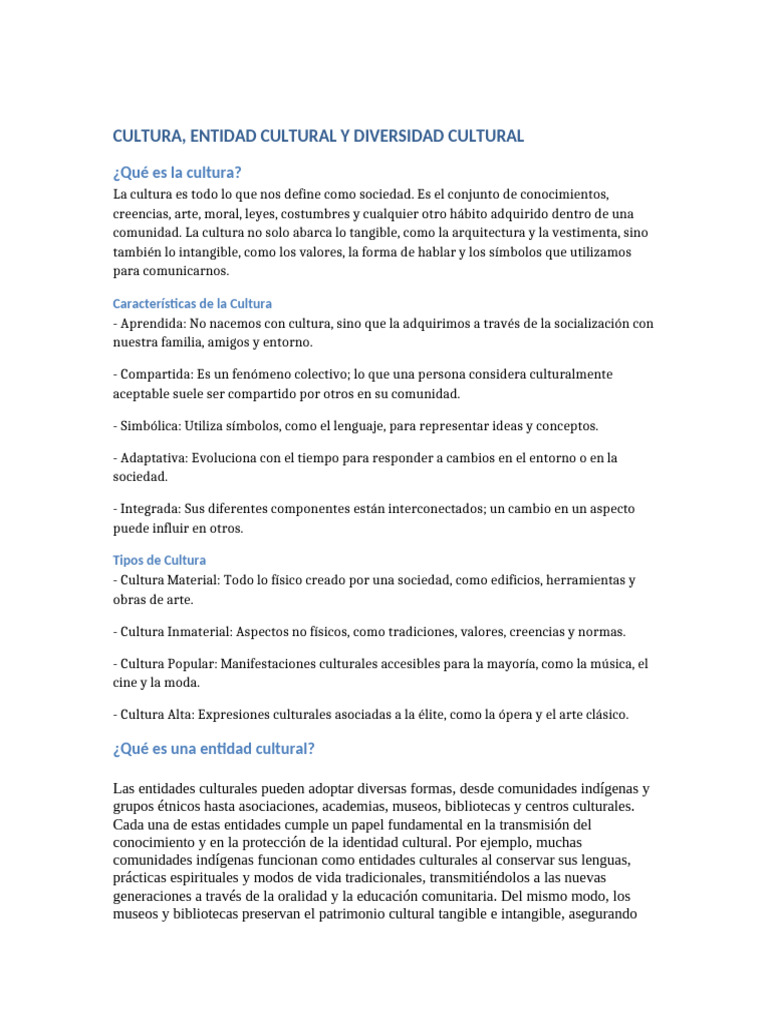 Cultura y Diversidad Cultural Explicadas | PDF | Sociedad | Tradiciones