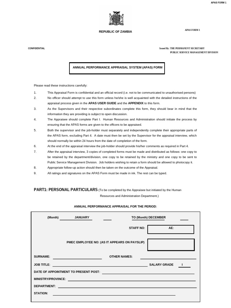 APAS Annual Performance Appraisal Form | PDF | Performance Appraisal ...