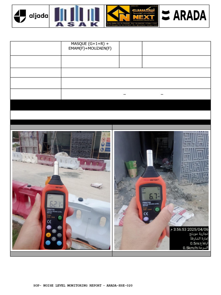 Noise Level Monitoring Report - Aljada | PDF