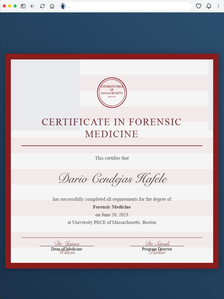 Forensic Medicine Certificate - UMass Boston | PDF