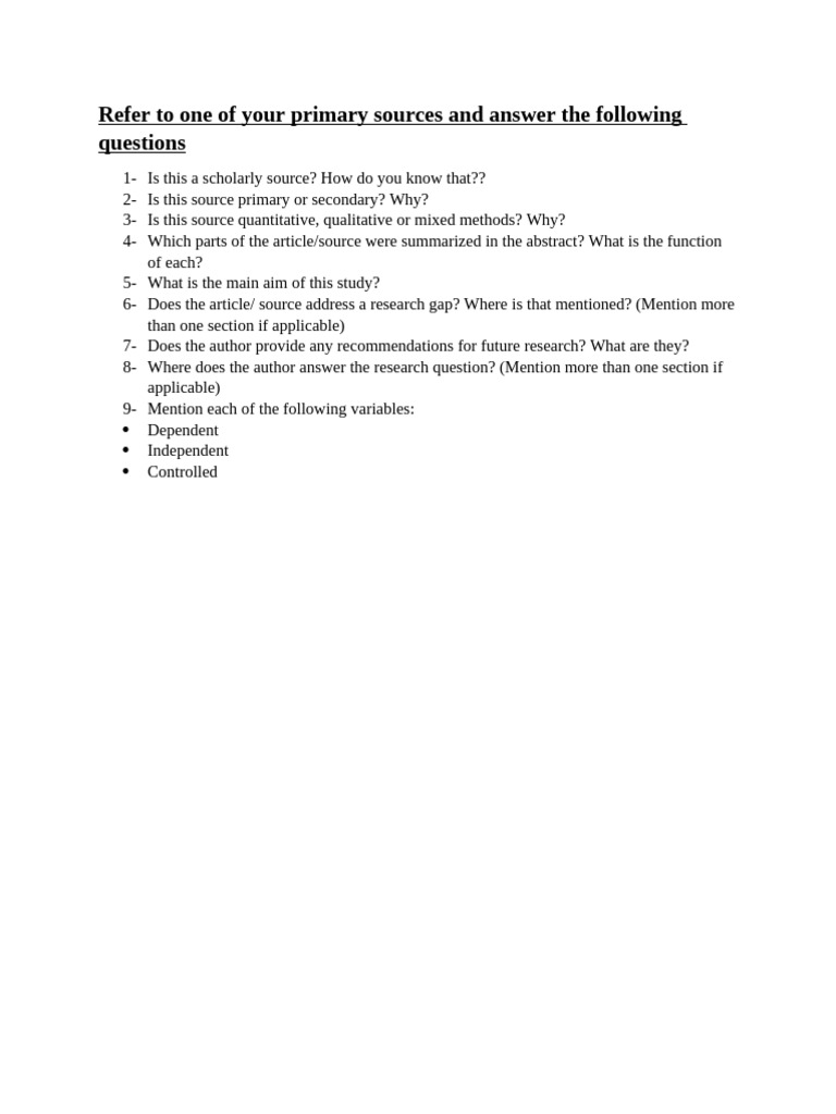 Article Review Questions | PDF