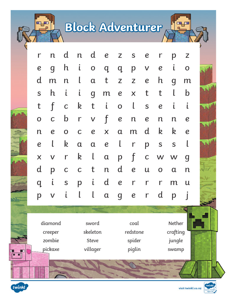 Block Adventurer Word Search | PDF