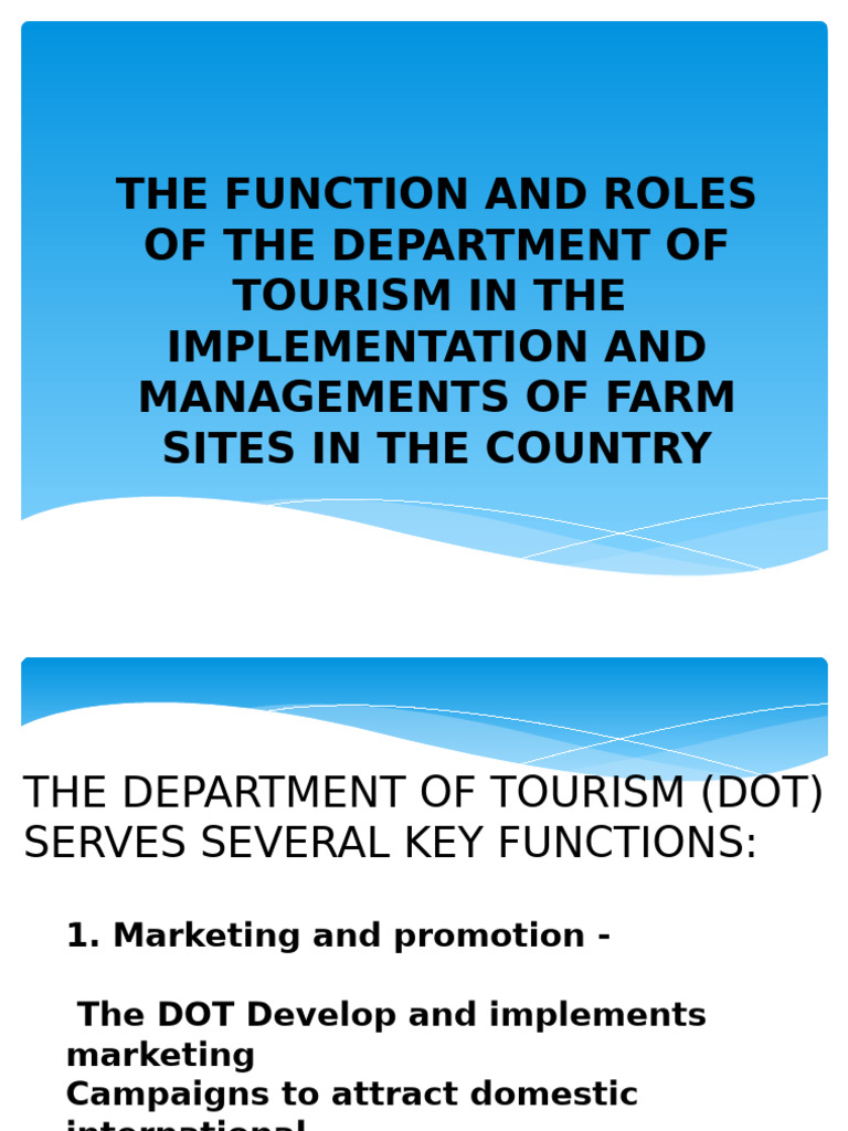 DOT's Role in Agritourism Management | PDF | Tourism | Sustainability