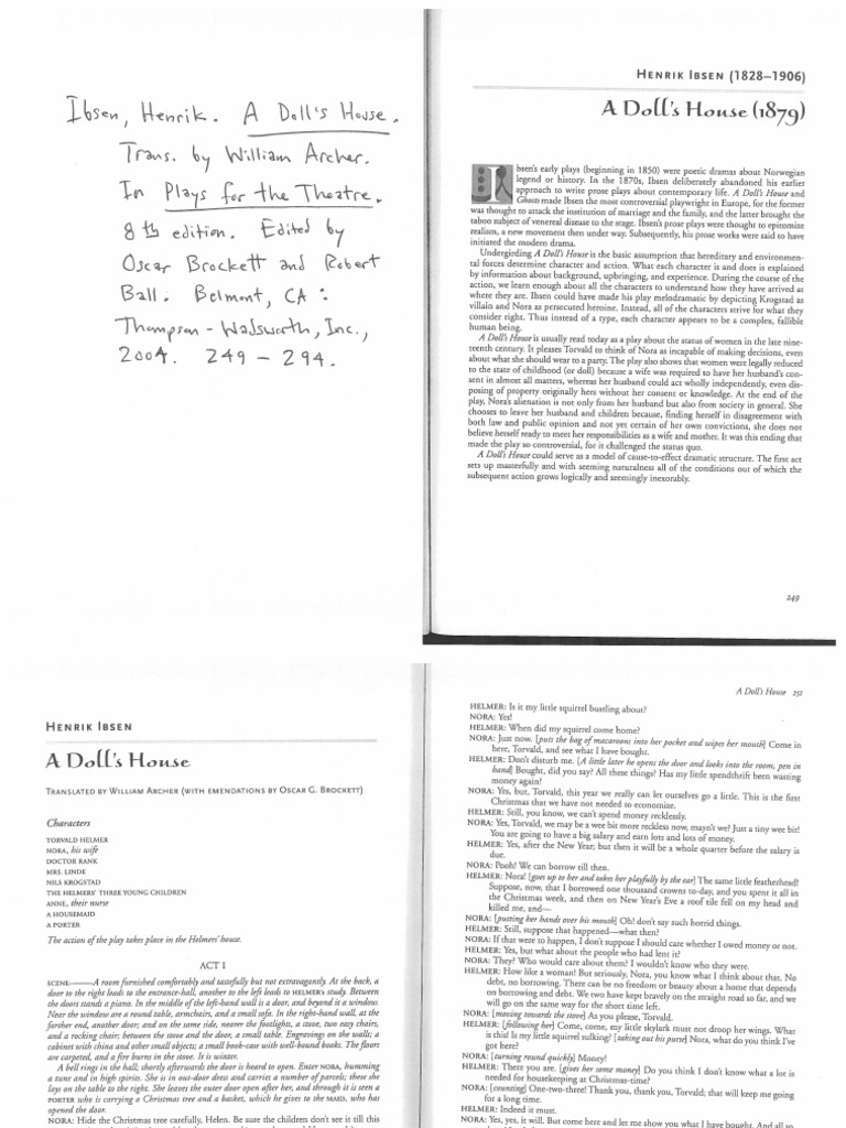 1879 - A DOLL'S HOUSE by Ibsen - Act 1 | PDF | A Doll's House