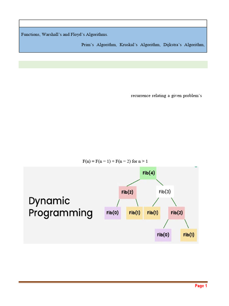 Dynamic Programming and Algorithms Overview | PDF | Code | Dynamic ...