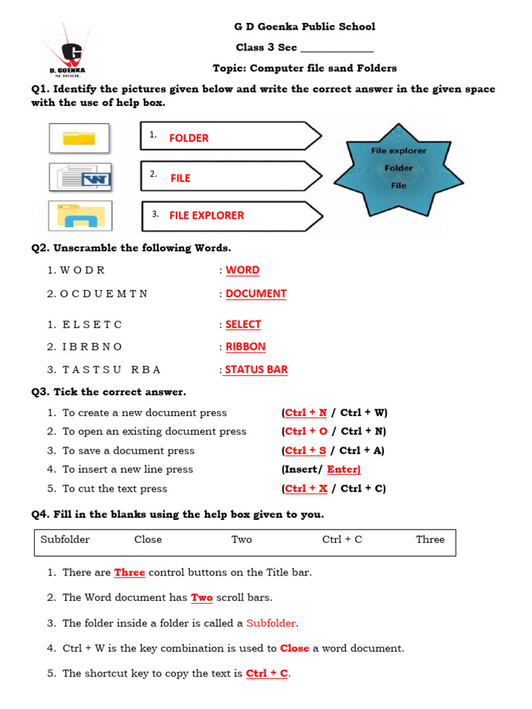 Unscrambling Computer Terms for Kids | PDF | Computer File | Control Key