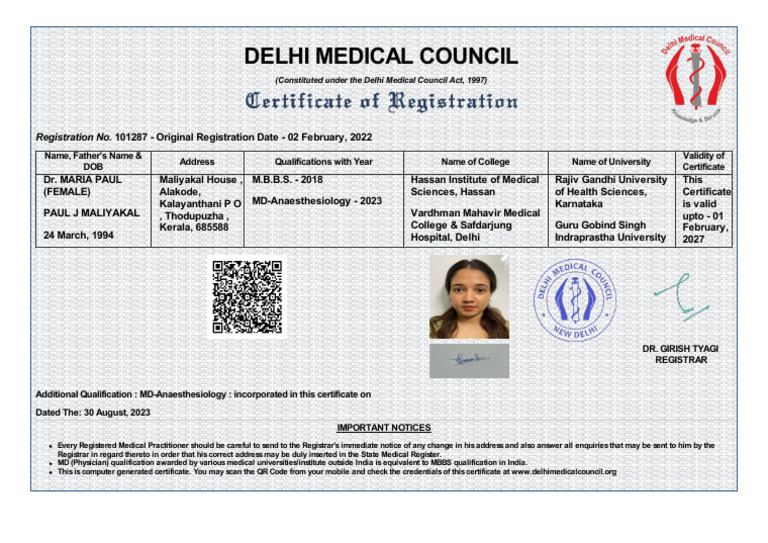 DMC Registration Certificate Details | PDF | Social Programs | Health ...