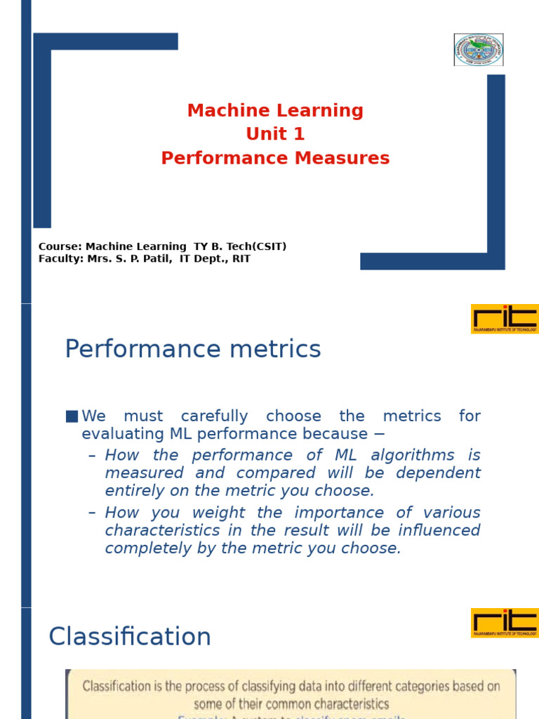 Evaluating ML Performance Metrics | PDF | Receiver Operating ...