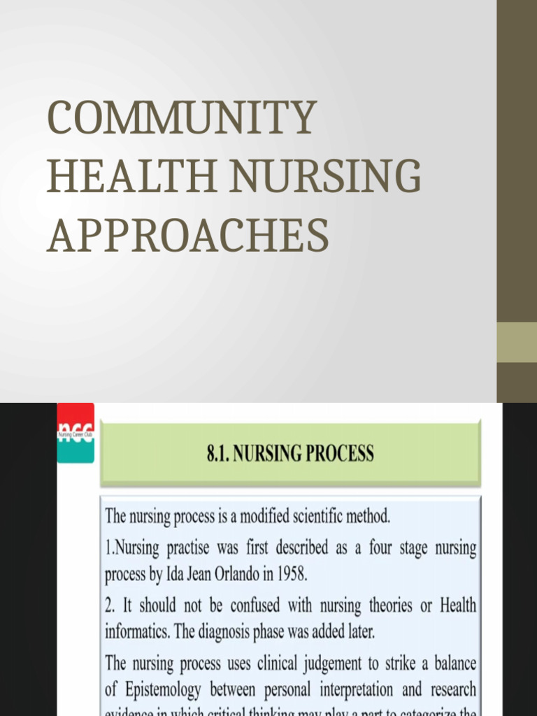 COMMUNITY HEALTH NURSING APPROACHES | PDF | Evidence Based Medicine ...