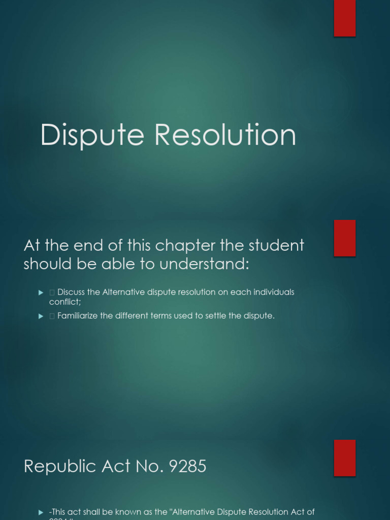 Mediation and Dispute Resolution Overview | PDF | Mediation ...