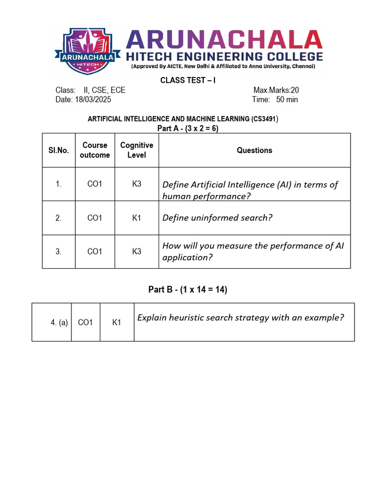 Class Test Cloud Computing 1st Class Test-1 | PDF