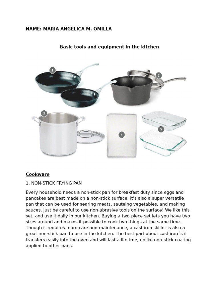 Essential Kitchen Tools and Equipment | PDF | Cookware And Bakeware ...
