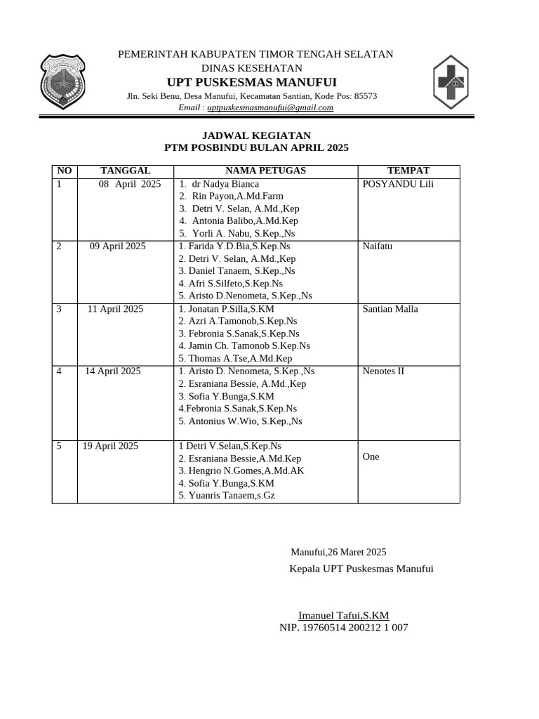Jadwal April 2025 Pdf