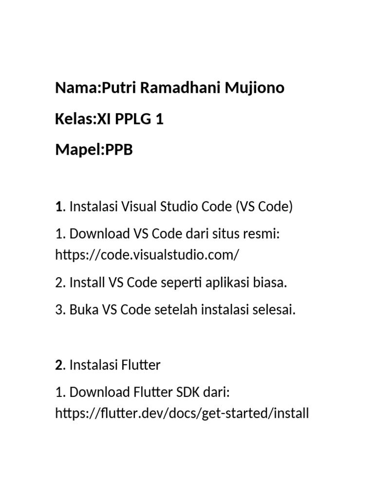 Panduan Instalasi Flutter dan VS Code | PDF