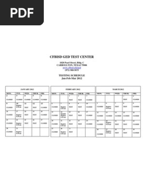 GED Calendar Jan-Mar 2012 | PDF | Technology & Engineering