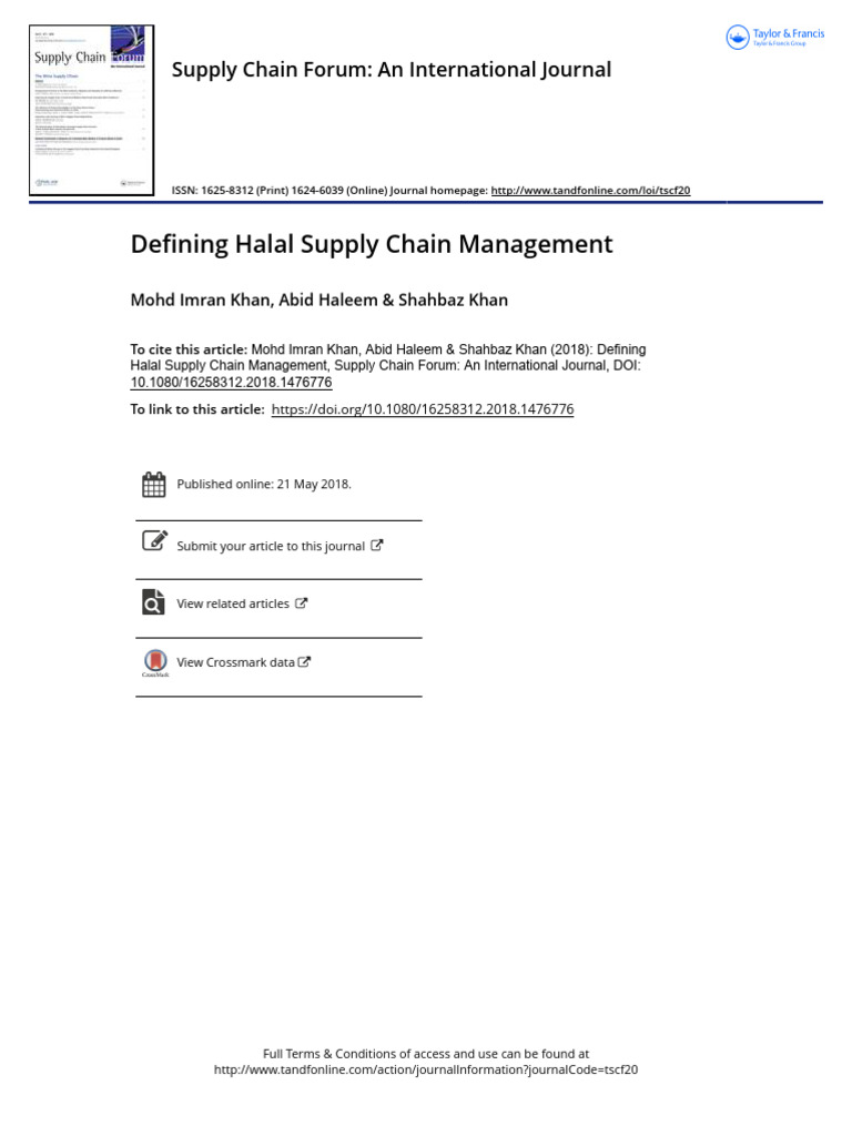 Defining Halal Supply Chain Management | PDF | Supply Chain | Procurement