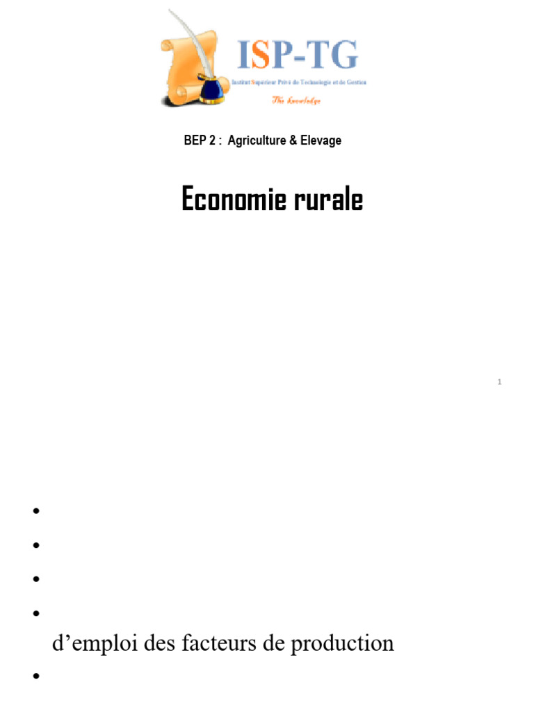 Introduction à l'économie rurale | PDF | Agriculture | Zone rurale