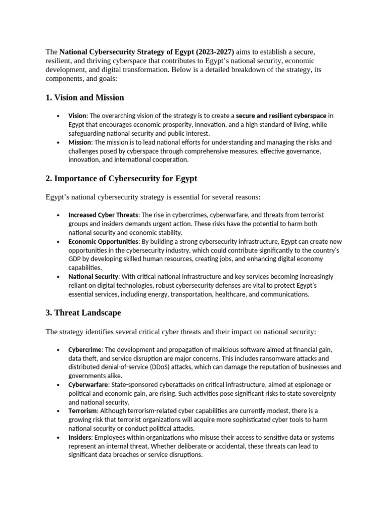 Egypt's 2023-2027 Cybersecurity Strategy | PDF | Security | Computer ...