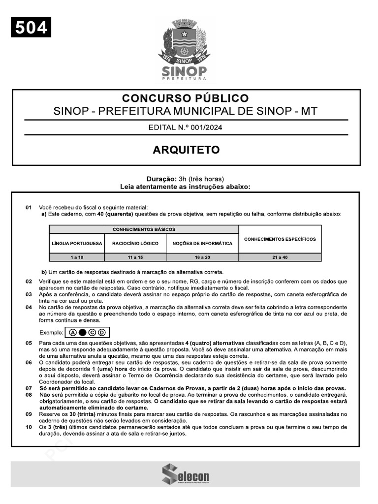 01 SELECOM - Arquiteto | PDF