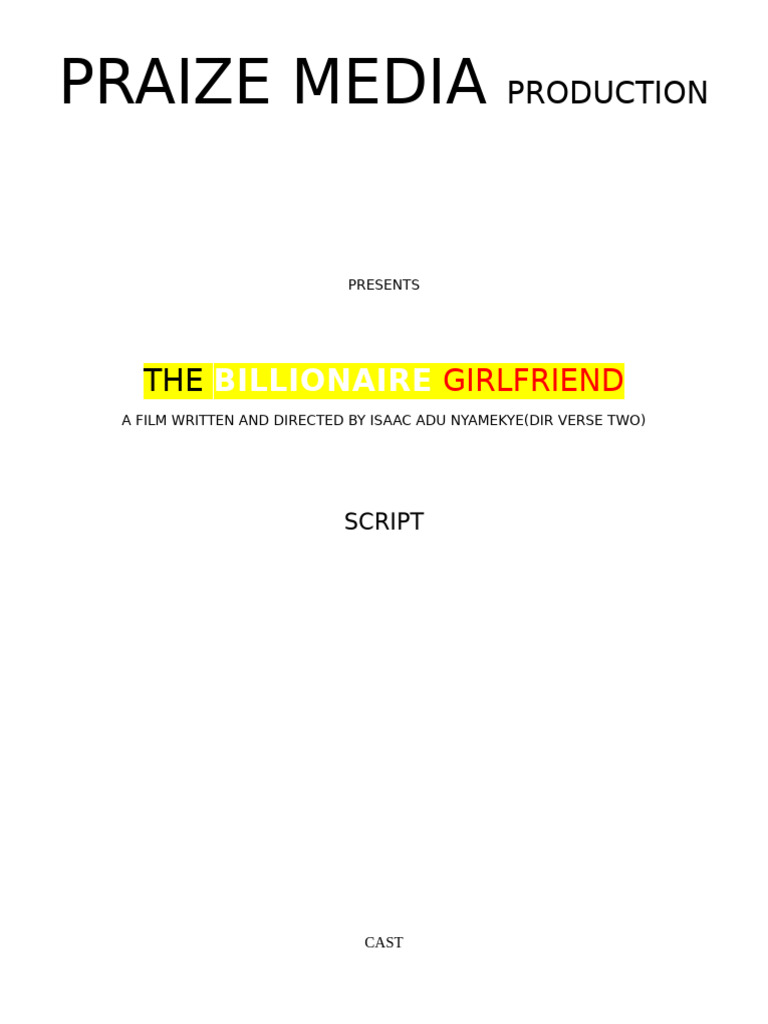 The Billionaire Girlfriend Script | PDF