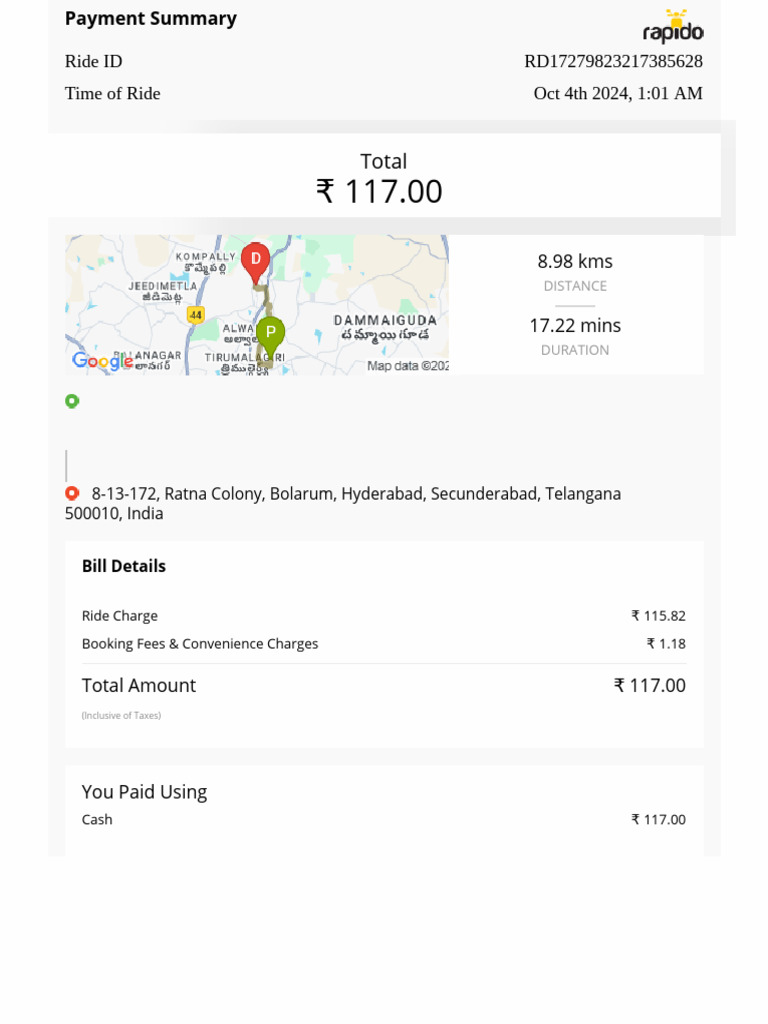 Ride Payment Summary Invoice | PDF | Invoice | Taxation