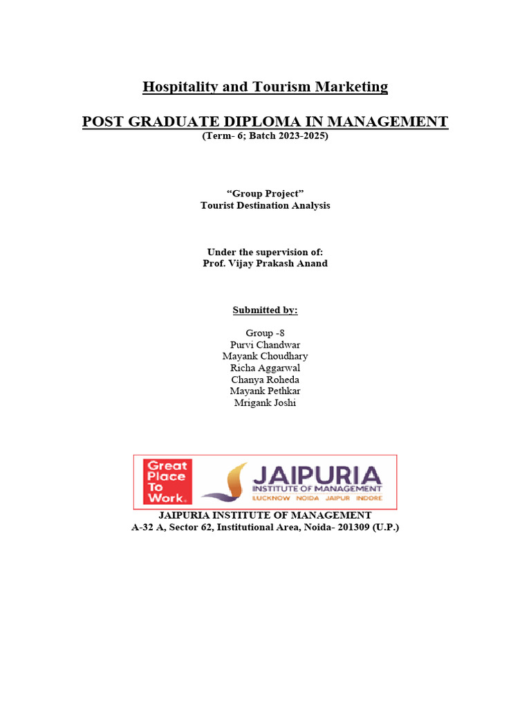 Delhi Tourist Destination Analysis Report | PDF | Tourism | Retail