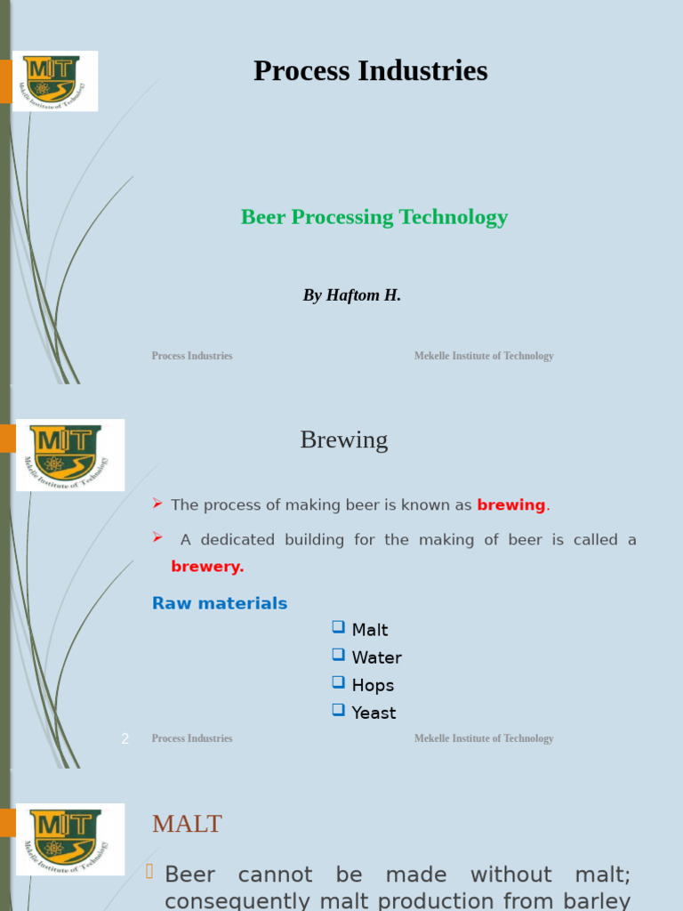Beer Brewing and Fermentation Process | PDF | Brewing | Malt