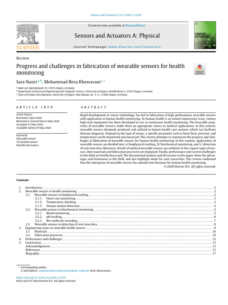 Wearable Sensors for Health Monitoring | PDF | Wearable Technology | Sensor