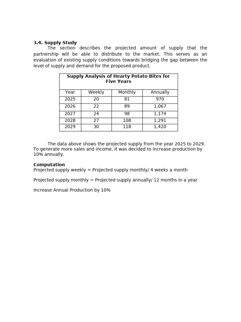 Feasibility - Supply-Supply and Demand - Projected Sales Part3 | PDF ...