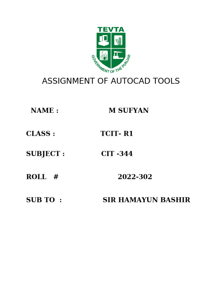 AutoCAD Tools Assignment - CIT-344 | PDF