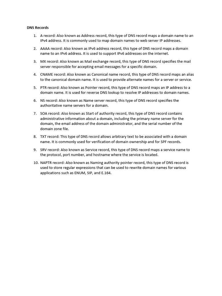 Essential DNS Record Types Explained | PDF
