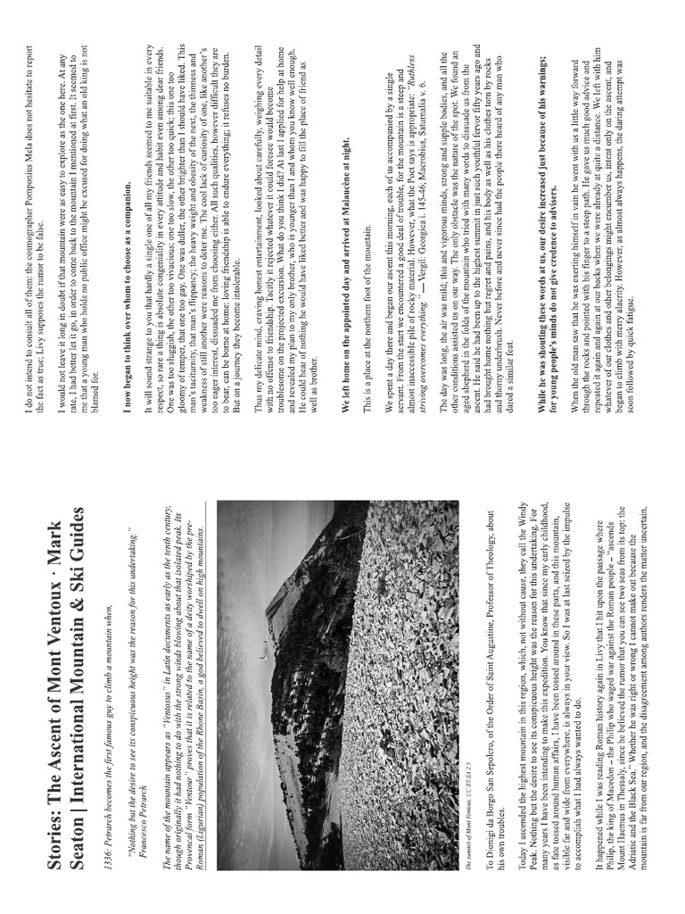 1336 Letter About His Ascent of Mont Ventoux - Pertrach | PDF